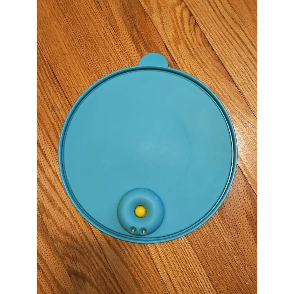 Vintage Tupperware CrystalWave Vented Replacement Lid #2651A Aqua & Yellow 10